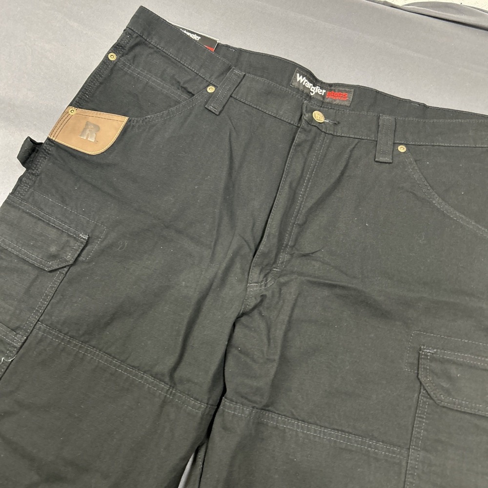 Wrangler Riggs Workwear Pant Men 40x34 Black Carpenter Cargo Double Knee